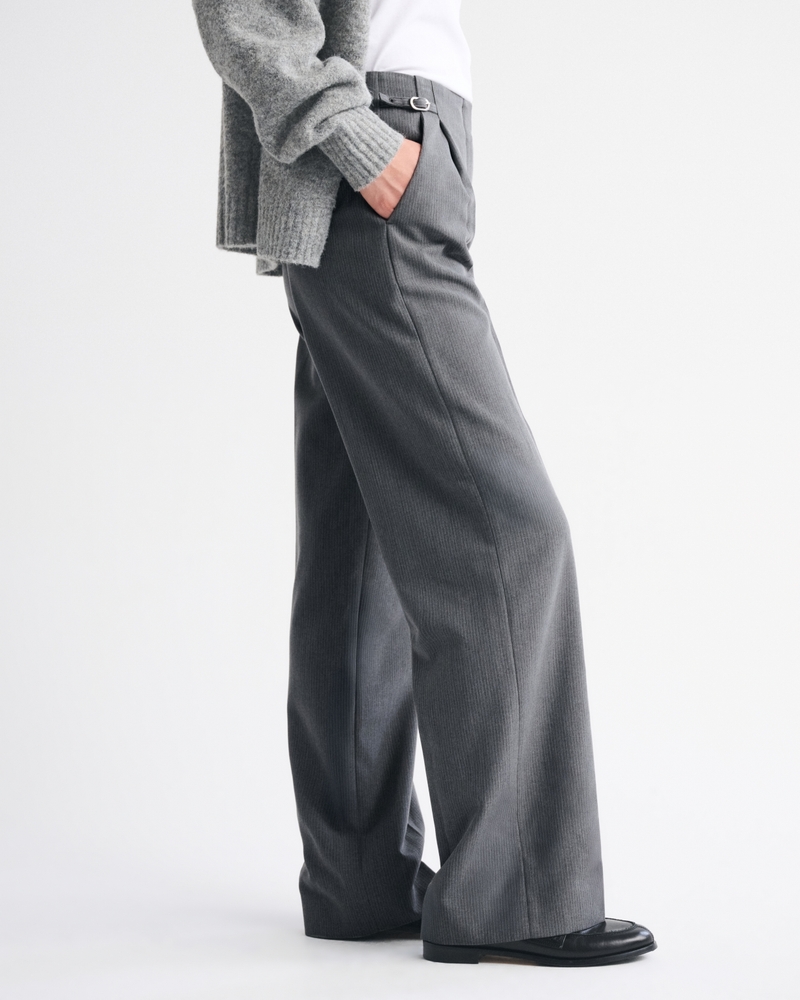 A&F Sloane Tailored Hardware Wide Leg Pant