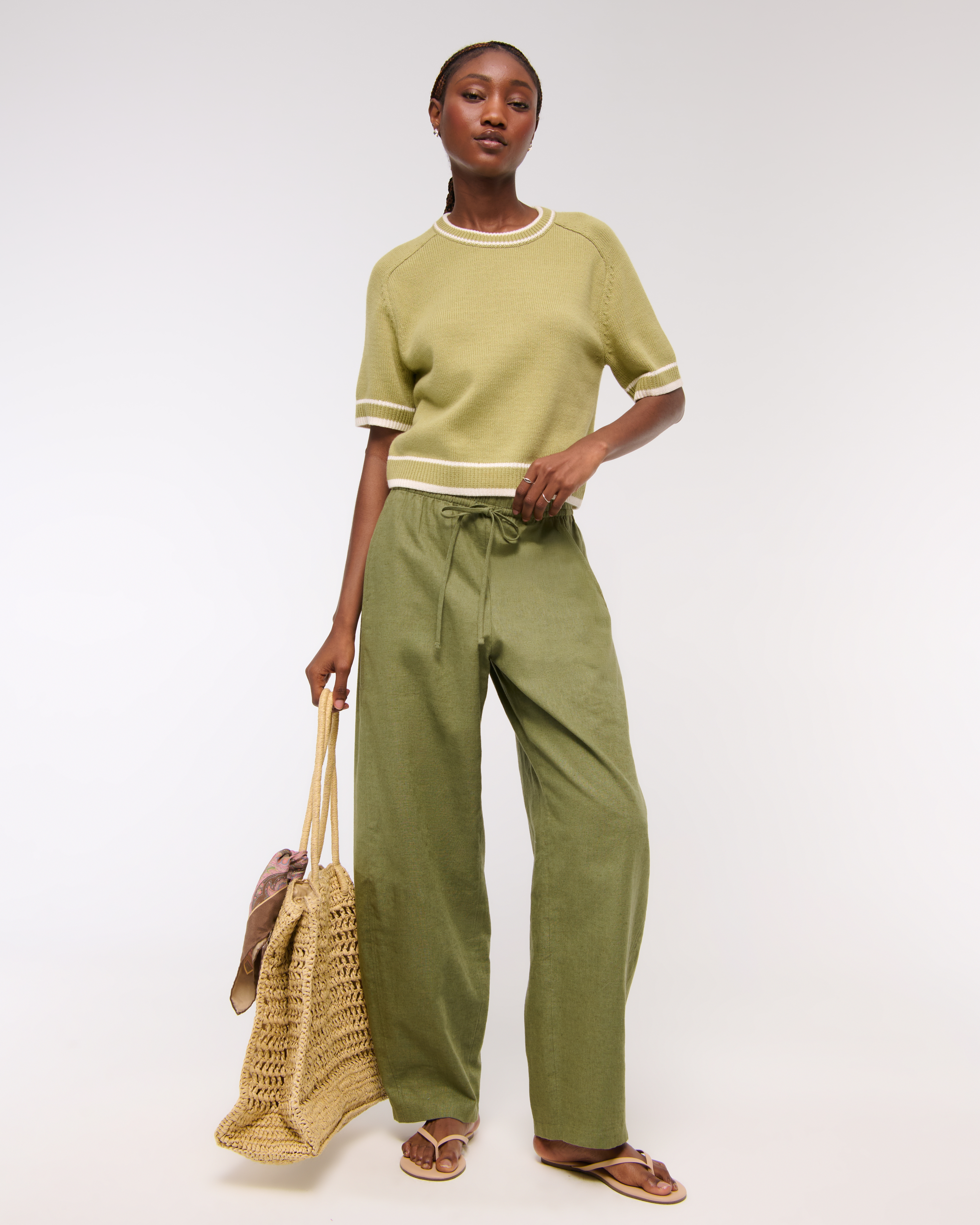 Women's Linen-Blend Barrel Pull-On Pant | Women's Bottoms
