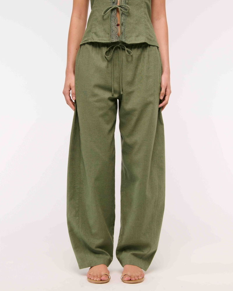 Linen-Blend Barrel Pull-On Pant
