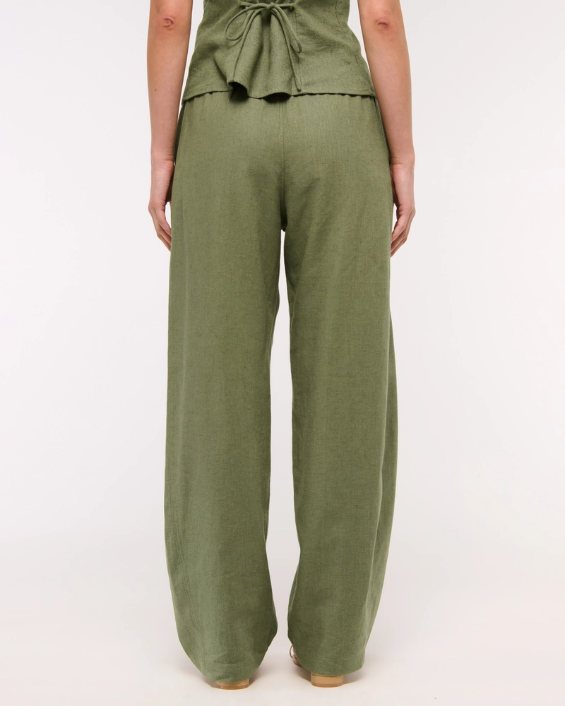 Linen-Blend Barrel Pull-On Pant