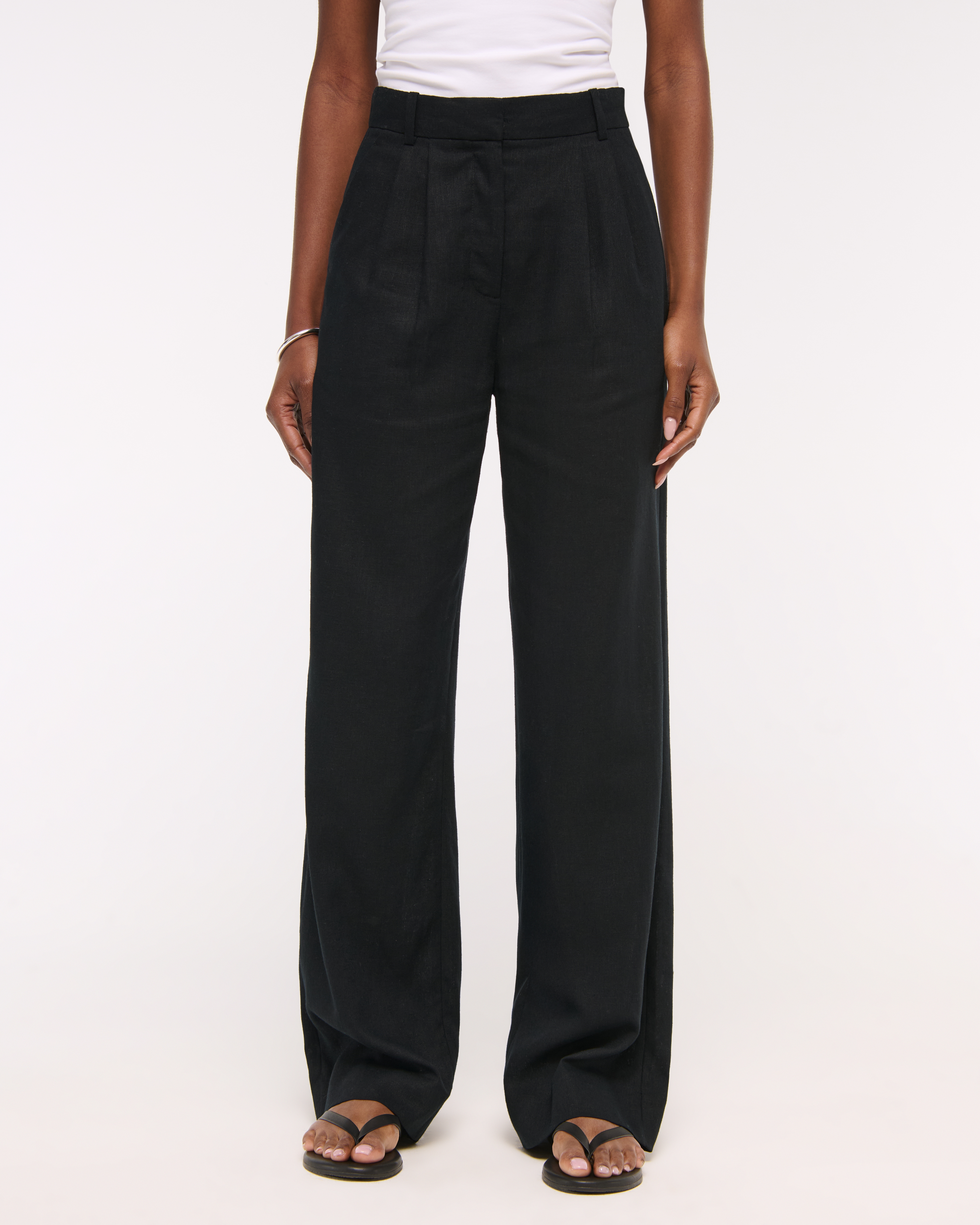 Женские брюки Abercrombie & Fitch A&F Sloane Linen-Blend Wide Leg Pant — фото 3