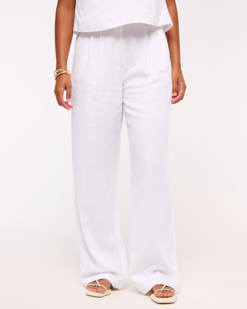 Curve Love A&F Sloane Linen-Blend Wide Leg Pant