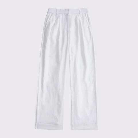 Женские брюки Abercrombie & Fitch Curve Love A&F Sloane Linen-Blend Wide Leg Pant