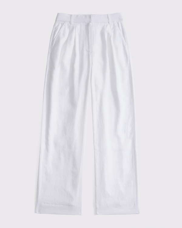 Curve Love A&F Sloane Linen-Blend Wide Leg Pant