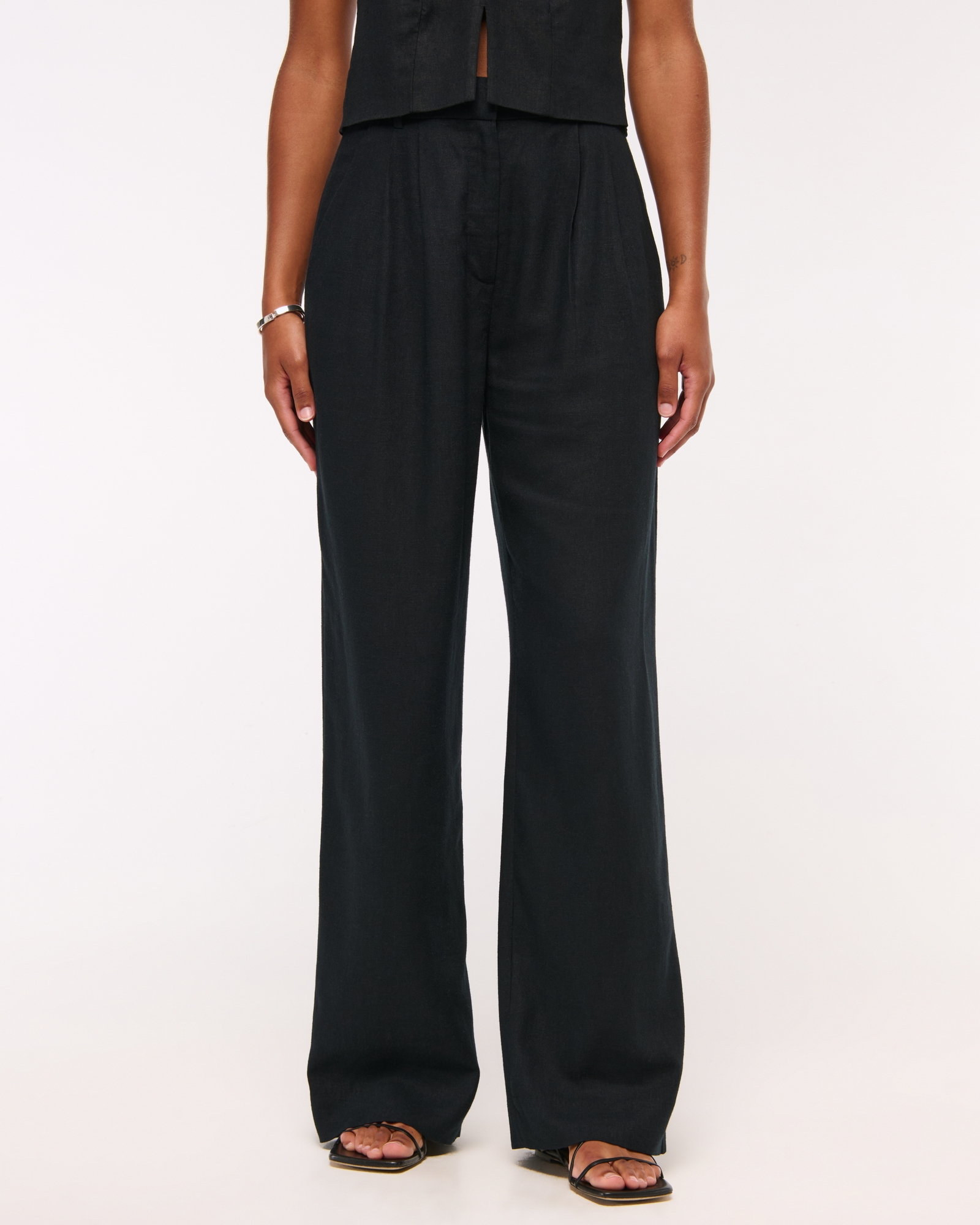 Curve Love A&F Sloane Linen-Blend Wide Leg Pant