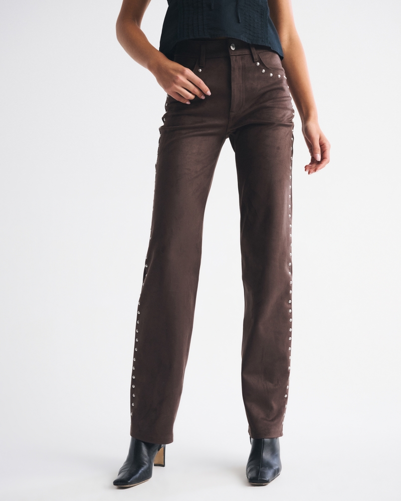 High Rise 90s Relaxed Vegan Suede Pant