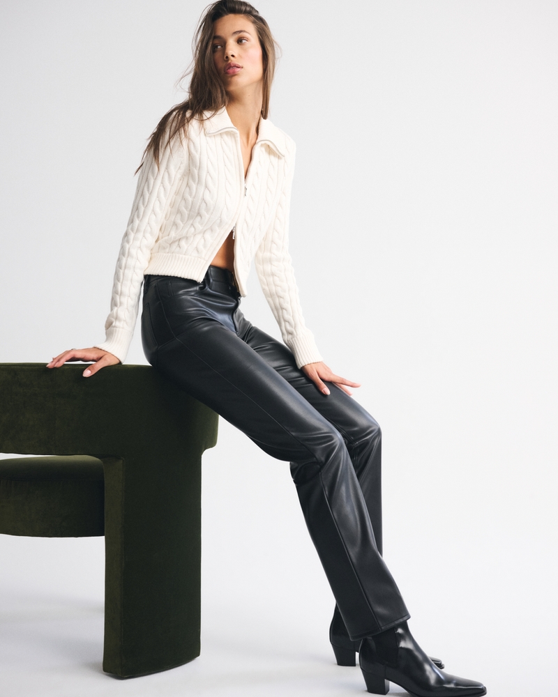 Women's High Rise 90s Straight Vegan Leather Pant | Women's