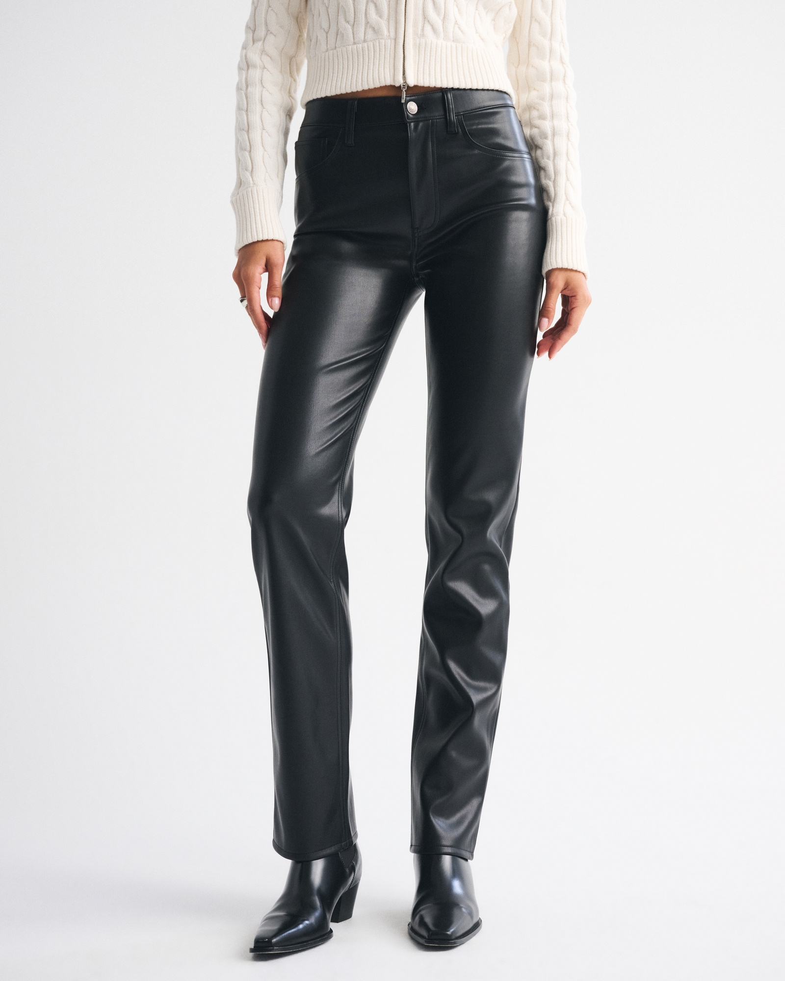 High Rise 90s Straight Vegan Leather Pant