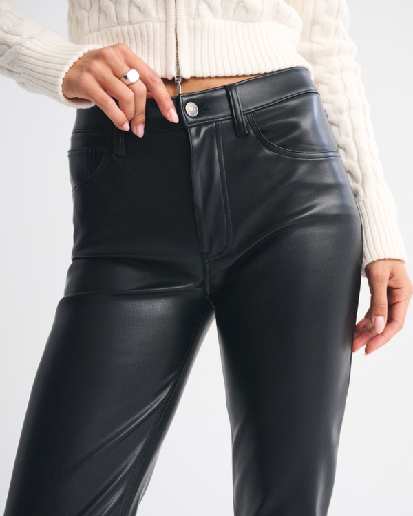 High Rise 90s Straight Vegan Leather Pant