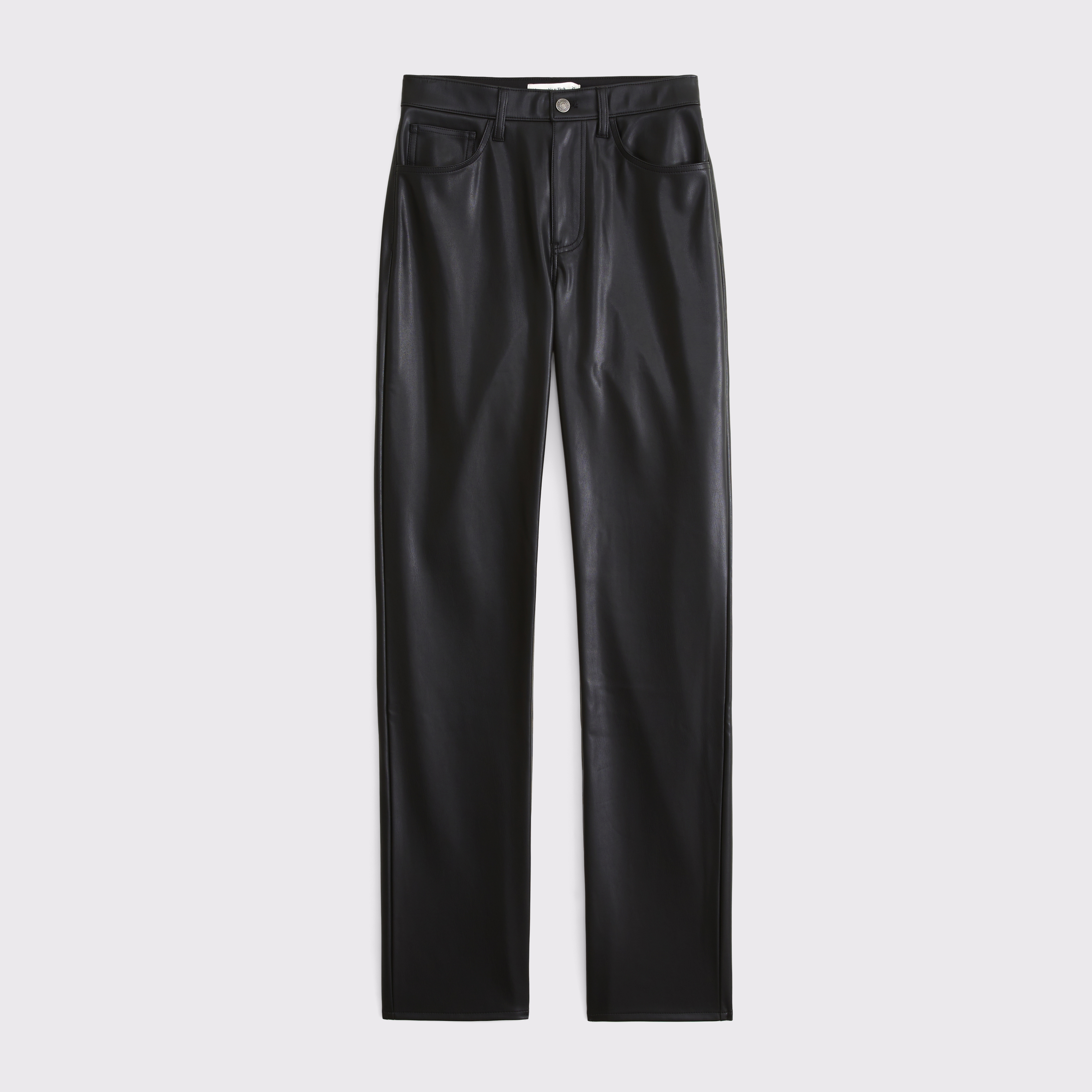 Abercrombie & Fitch High Rise 90s Straight Vegan Leather Pant In Black