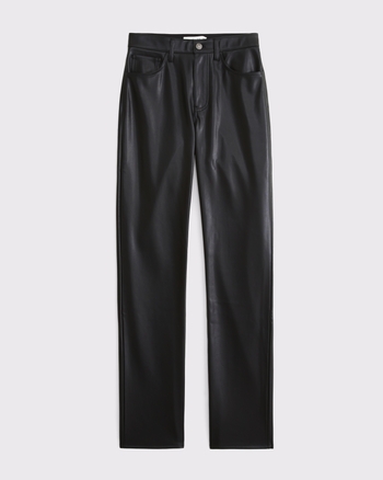 High Rise 90s Straight Vegan Leather Pant