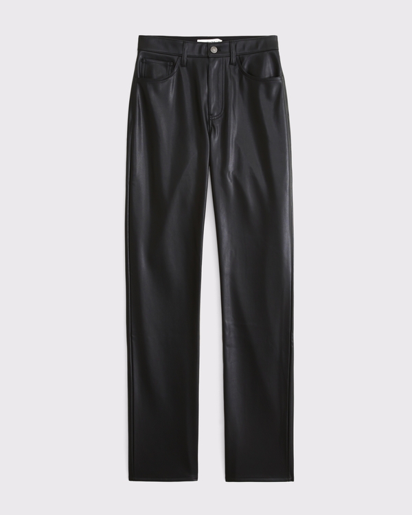 Women's High Rise 90s Straight Vegan Leather Pant | Women's