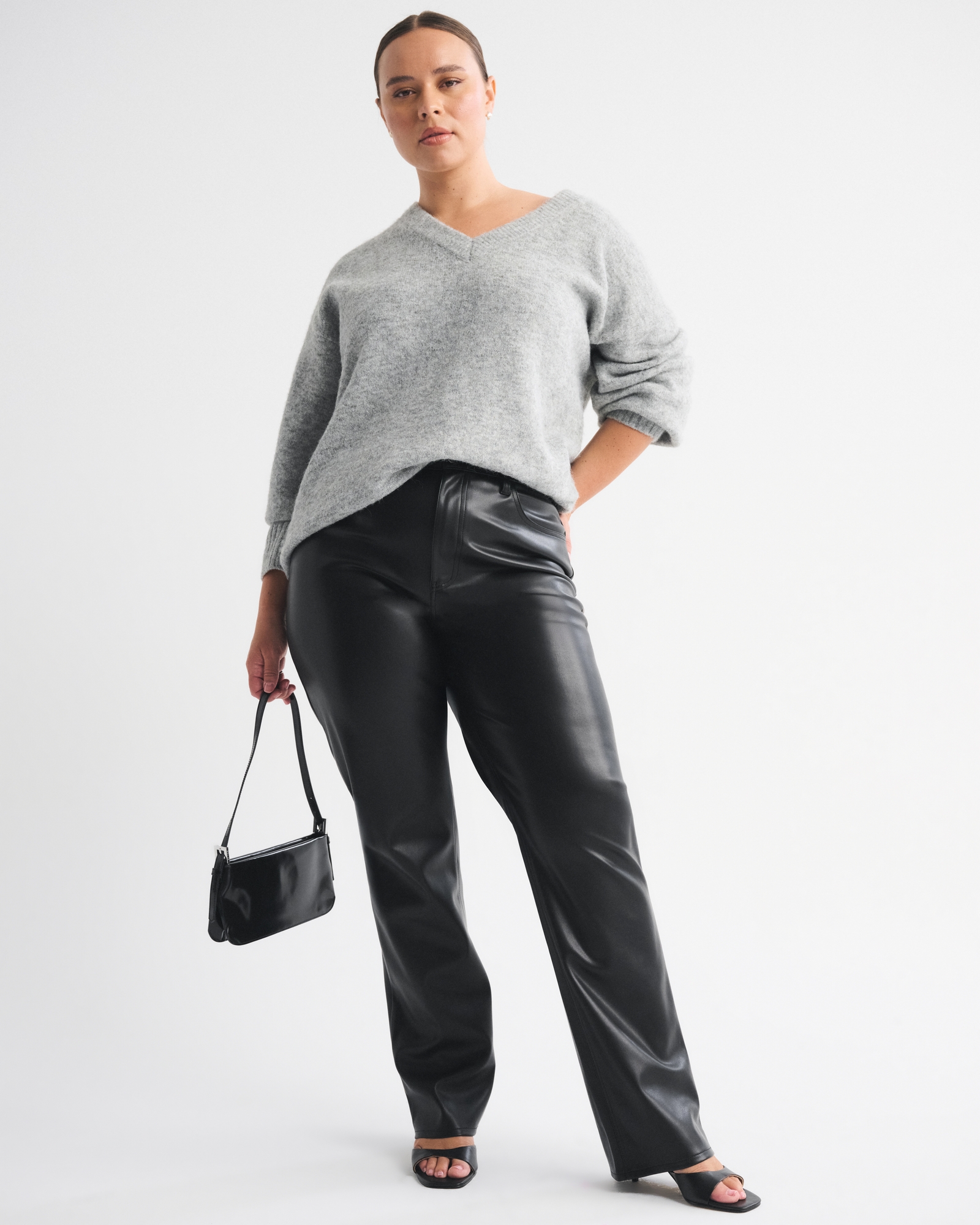 Curve Love High Rise 90s Straight Vegan Leather Pant