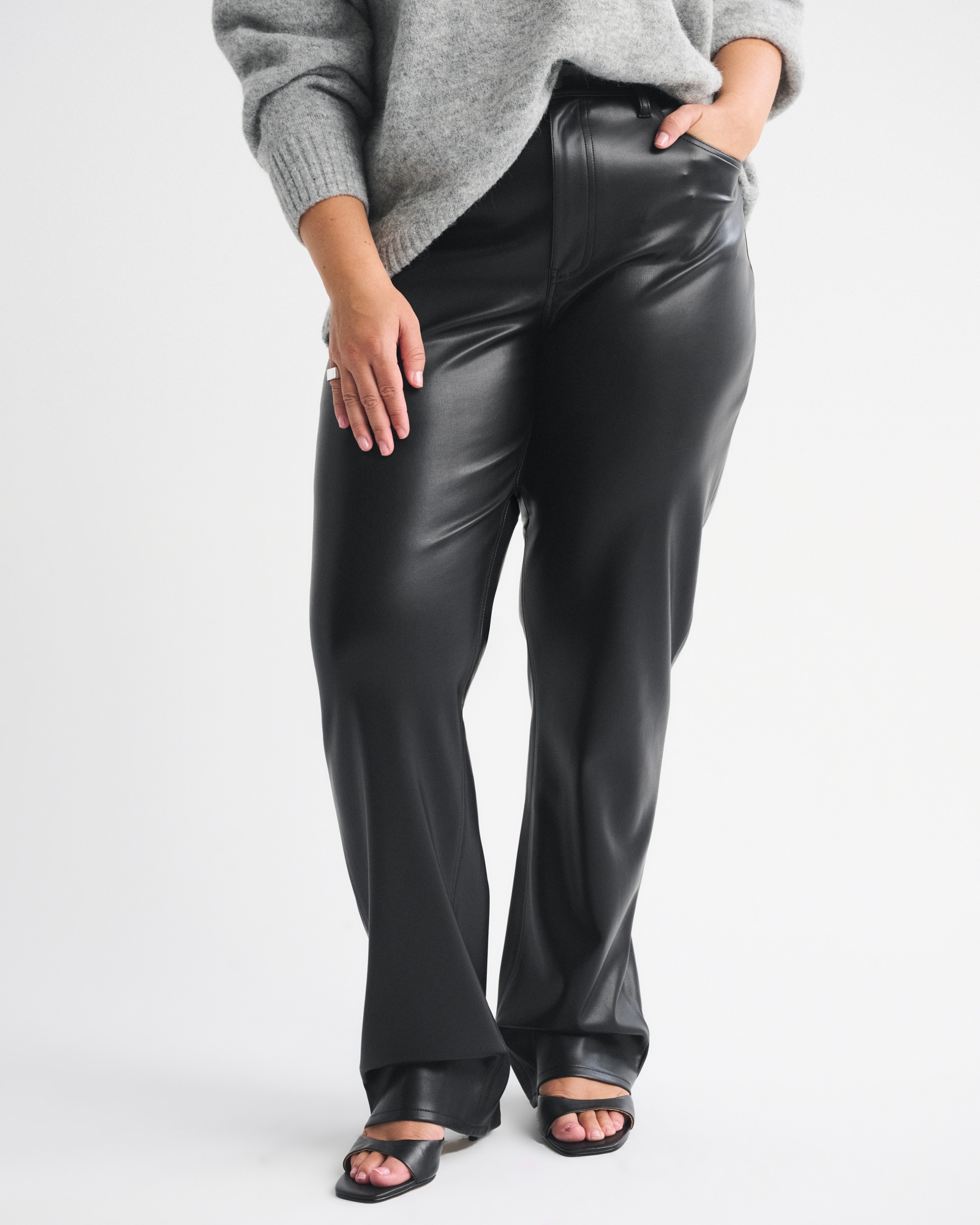 Curve Love High Rise 90s Straight Vegan Leather Pant