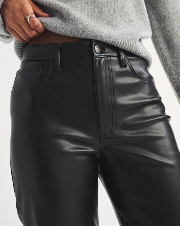 Women's Curve Love High Rise 90s Straight Vegan Leather Pant