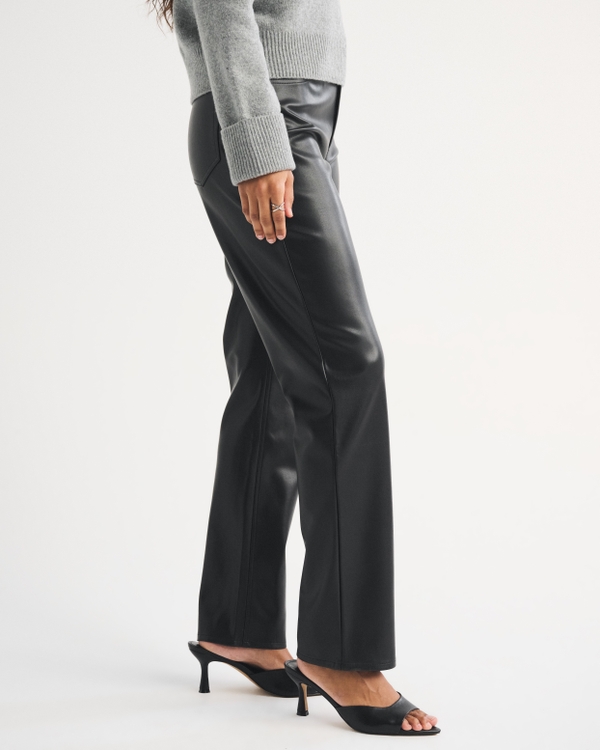 Women's Curve Love High Rise 90s Straight Vegan Leather Pant