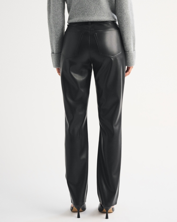 Women's Curve Love High Rise 90s Straight Vegan Leather Pant