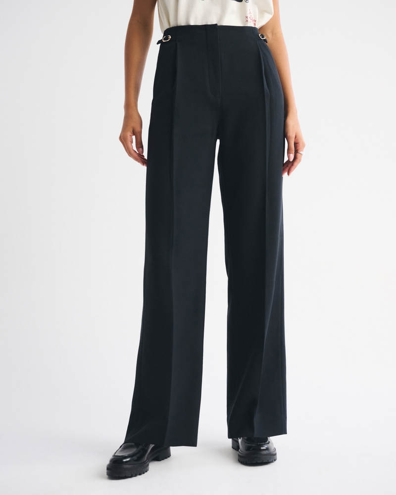 A&F Sloane Tailored Hardware Wide Leg Pant