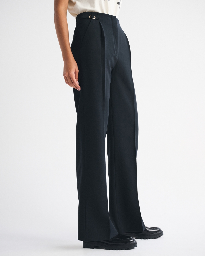 A&F Sloane Tailored Hardware Wide Leg Pant