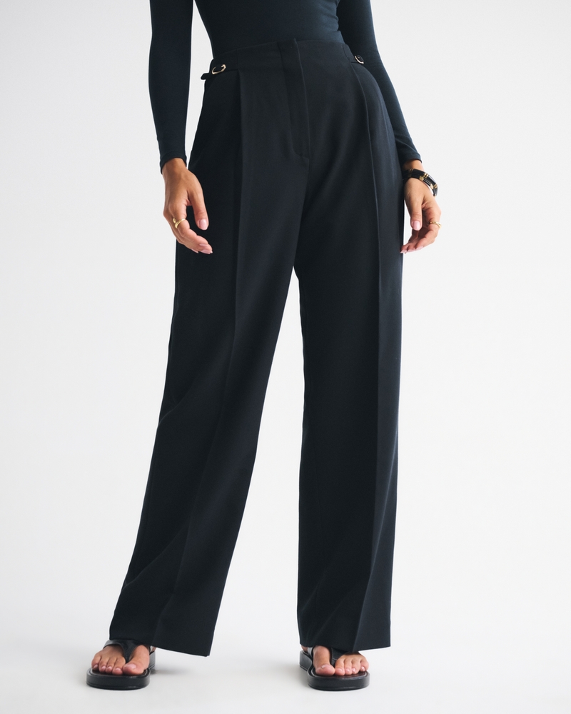 Curve Love A&F Sloane Tailored Hardware Wide Leg Pant