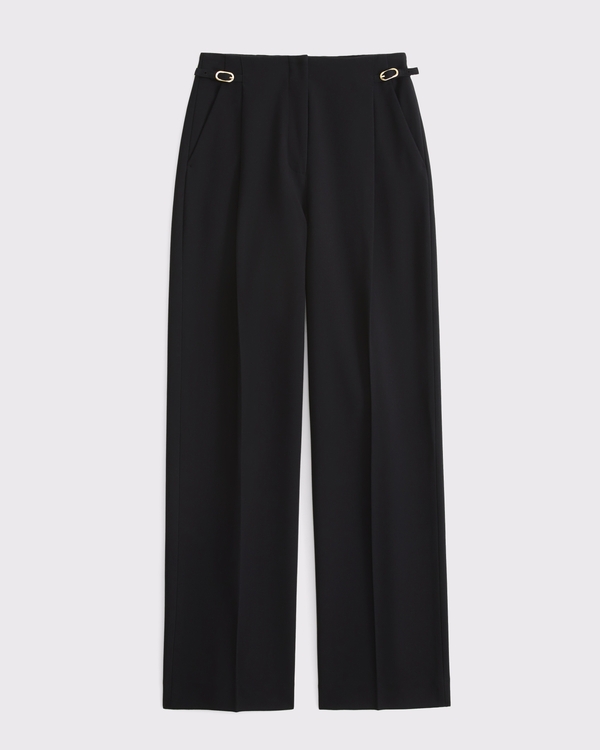 Curve Love A&F Sloane Tailored Hardware Wide Leg Pant, Black view 1
