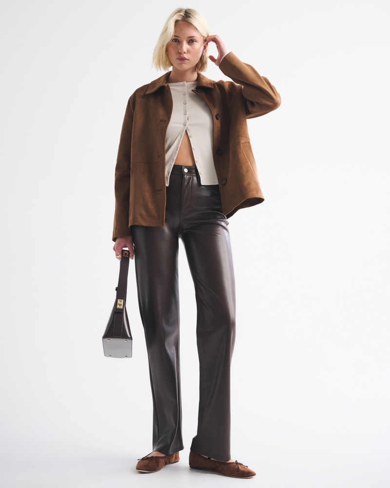 Pantalones holgados estilo años 90 de cuero vegano y tiro alto