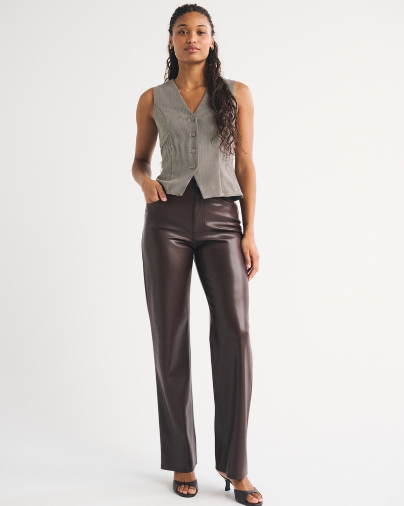 Women's Curve Love High Rise 90s Relaxed Vegan Leather Pant