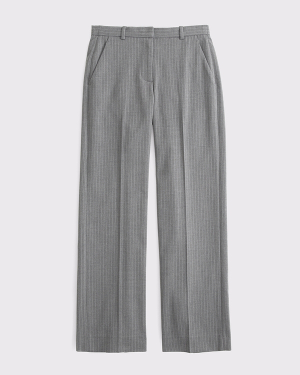 A&F Sloane Low Rise Tailored Wide Leg Pant, Gray Pinstripe view 1