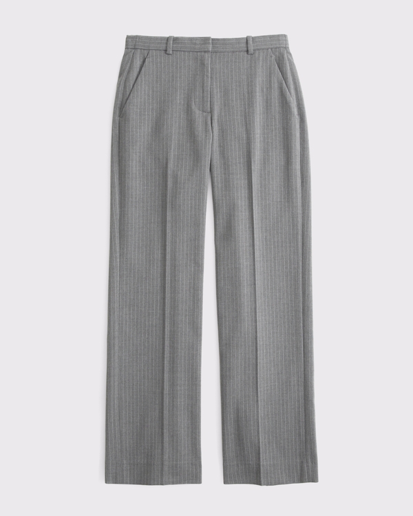 Curve Love A&F Sloane Low Rise Tailored Wide Leg Pant, Gray Pinstripe view 1