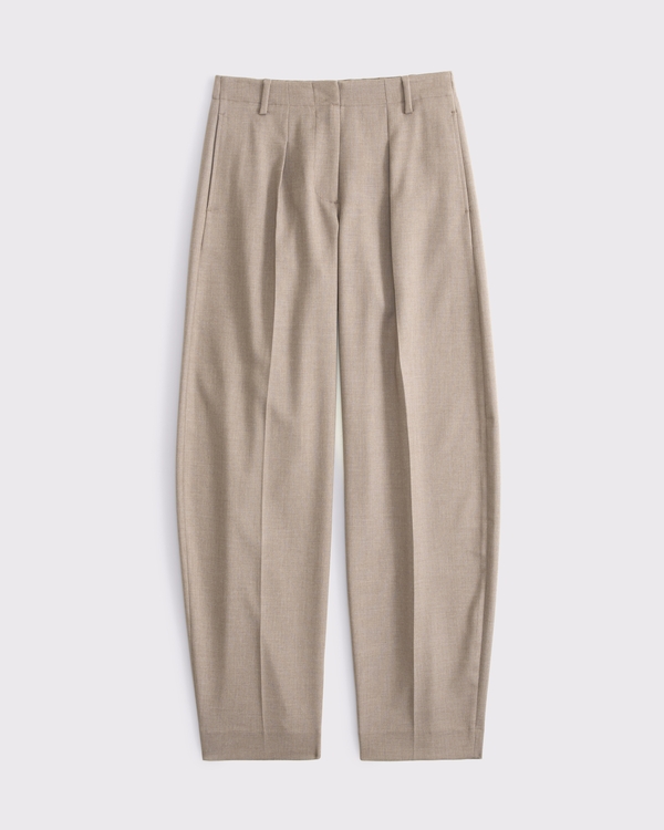 Mid Rise Tailored Barrel Pant, Brown view 1