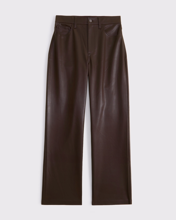 Vegan Leather 90s Relaxed Pant, Rich Brown view 1