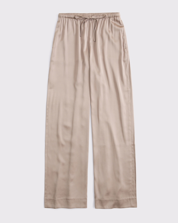 Satin Pull-On Pant, Light Brown view 1
