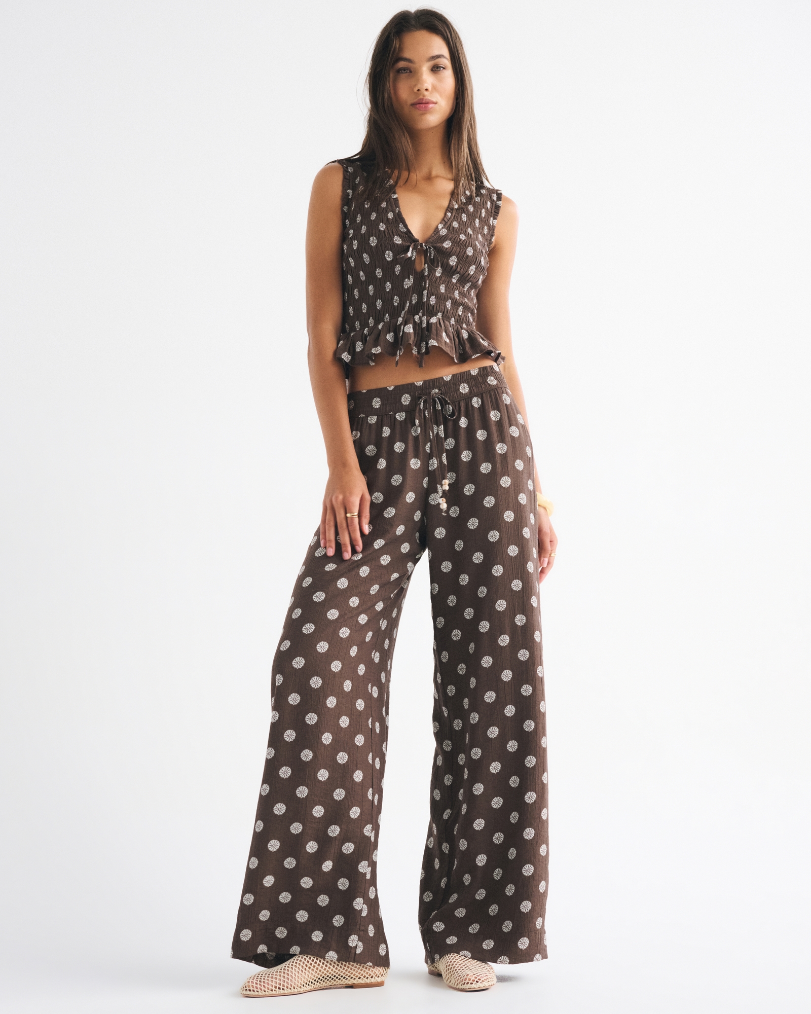 Crinkle Textured Pull-On Pant
