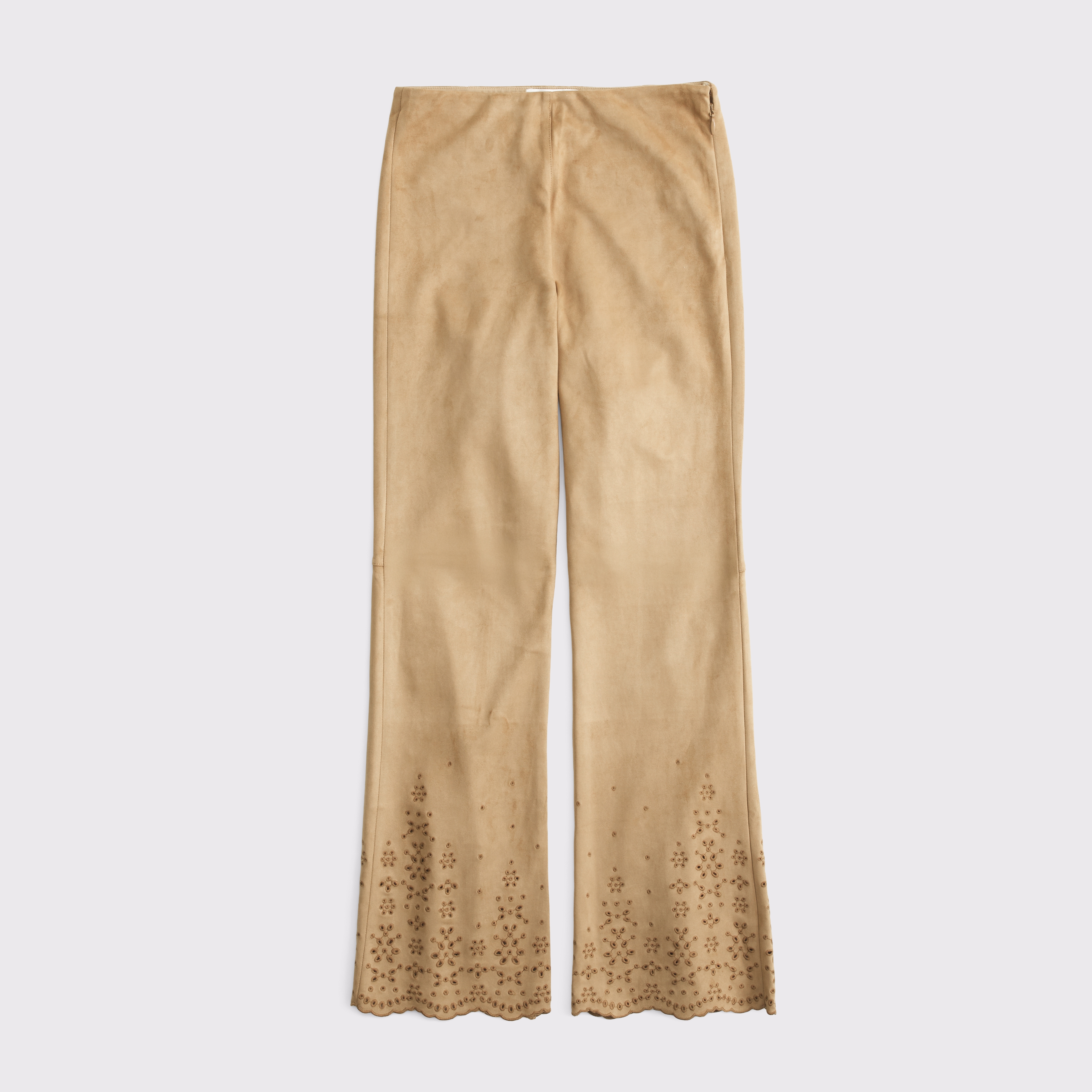 Abercrombie & Fitch Curve Love High Rise Slim Boot Vegan Suede Pant In Brown