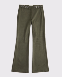 High Rise Slim Boot Vegan Suede Pant