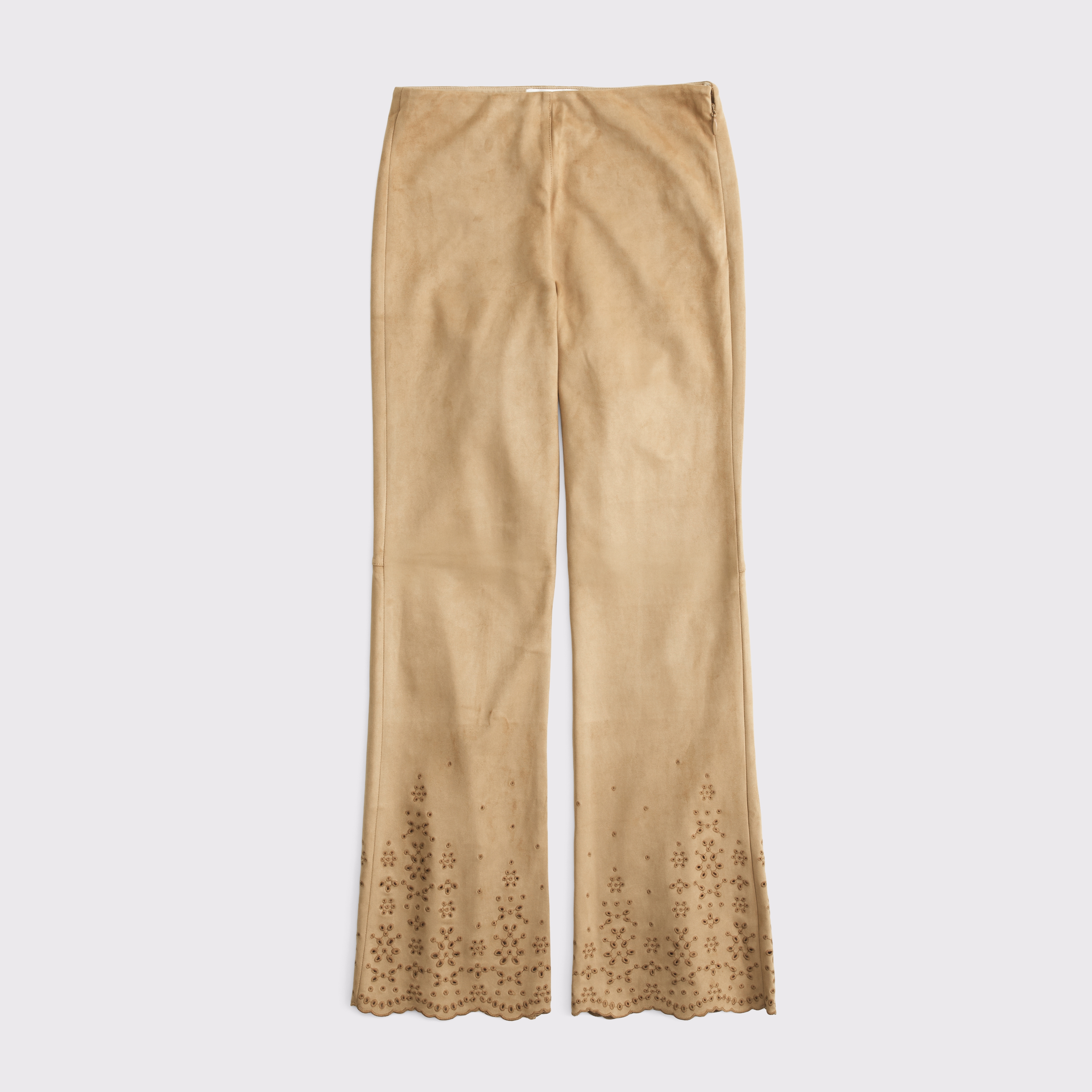 Abercrombie & Fitch Curve Love High Rise Slim Boot Vegan Suede Pant In Brown