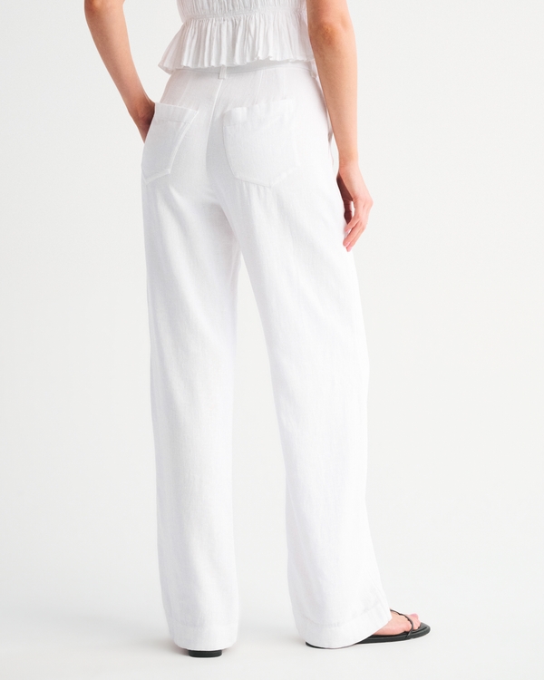 Tailored Linen-Blend Wide Leg Pant