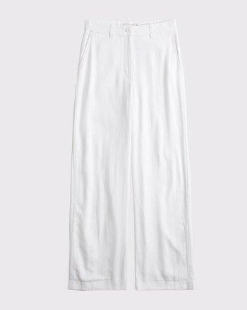 Tailored Linen-Blend Wide Leg Pant