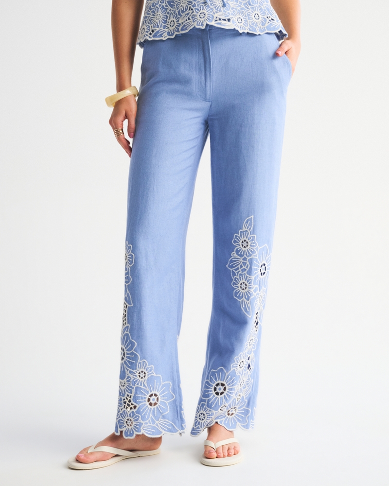 Tailored Linen-Blend Wide Leg Pant