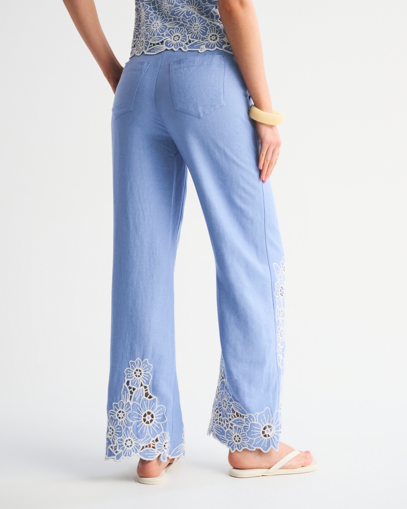 Tailored Linen-Blend Wide Leg Pant