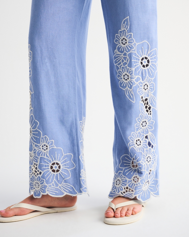 Tailored Linen-Blend Wide Leg Pant