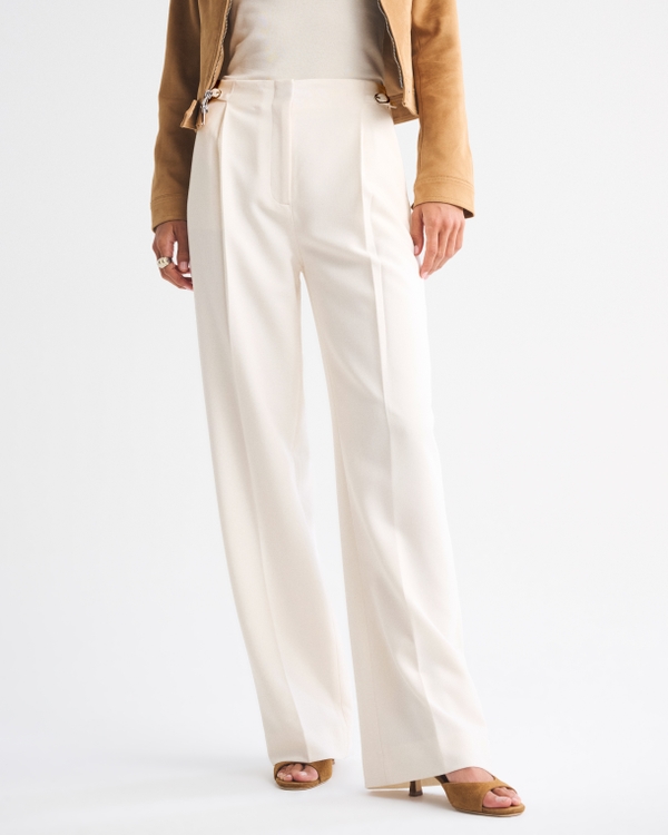 A&F Sloane Tailored Wide Leg Pant, Cream view 2