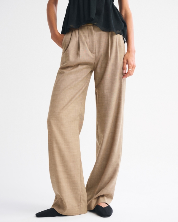 A&F Sloane Tailored Wide Leg Pant, Light Brown view 2
