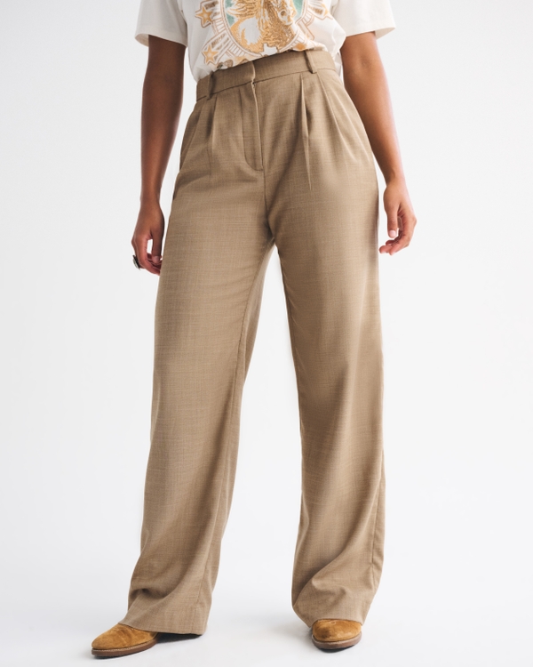 Curve Love A&F Sloane Tailored Wide Leg Pant, Light Brown view 2