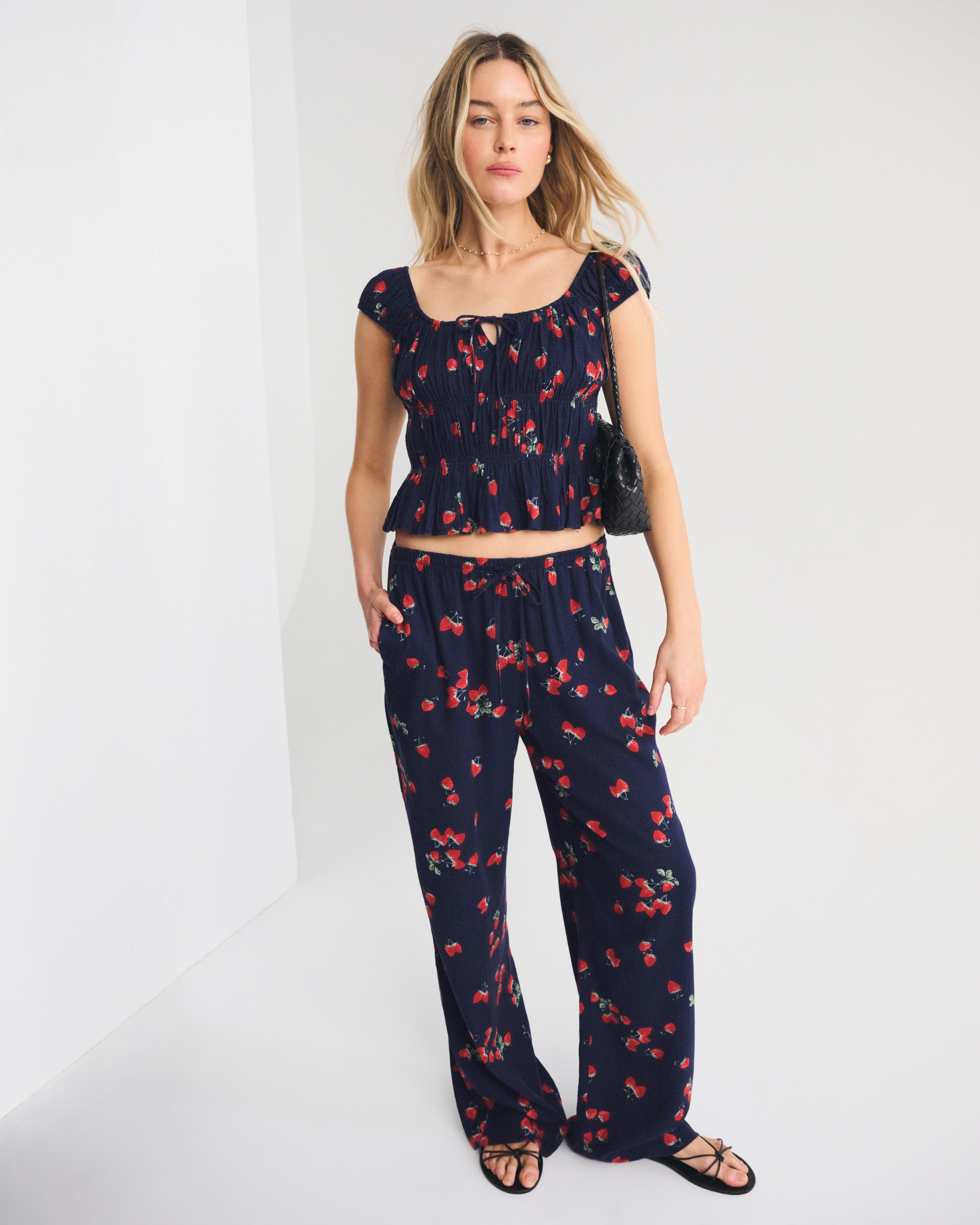 Abercrombie & Fitch Linen-blend Pull-on Pant In Blue