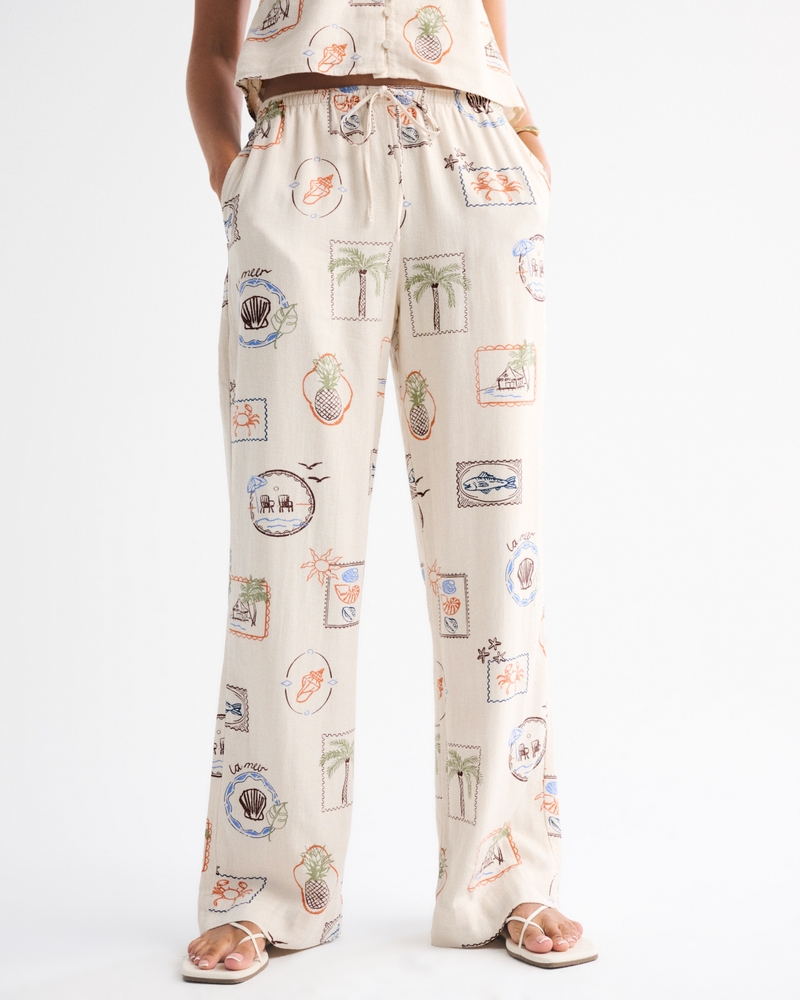 Linen-Blend Pull-On Pant