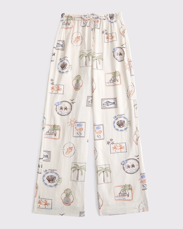 Linen-Blend Pull-On Pant