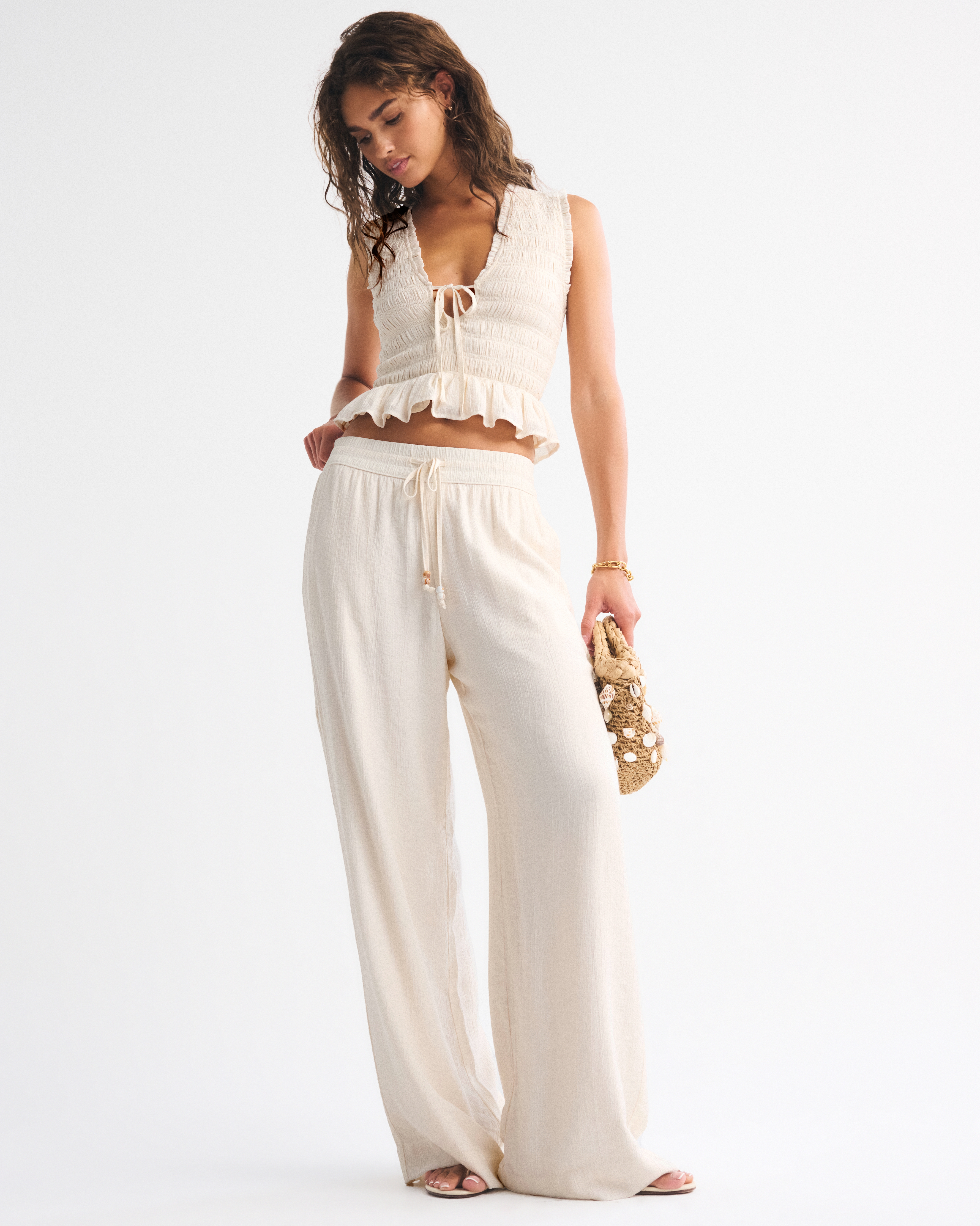 美品　6 ROKU ロク COTTON SQUARE LACE PANTS 38 美品 6 ROKU ロク COTTON SQUARE LACE PANTS 38