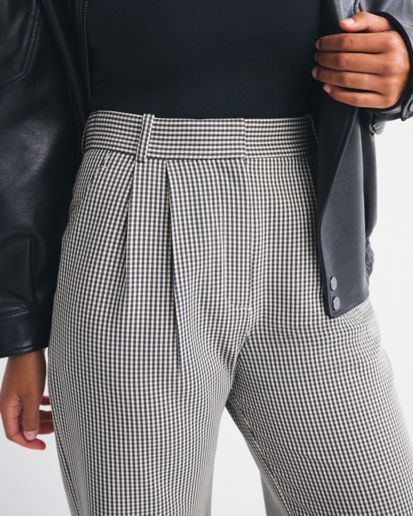 Curve Love A&F Sloane Tailored Wide Leg Pant, Black Gingham view 2