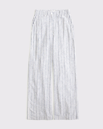 Tailored Linen-Blend Wide Leg Pant